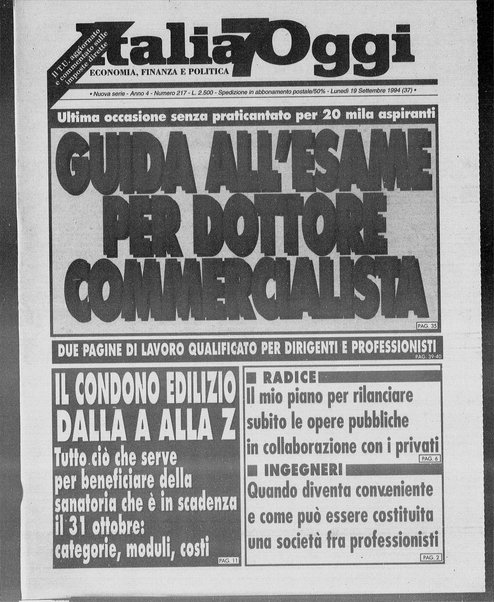 Italia oggi : quotidiano di economia finanza e politica